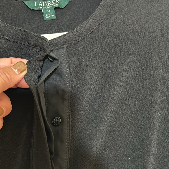 RALPH LAUREN WOMENS BLOUSE HIDDEN 3/8 BUTTONS BLACK Sz MD - Picture 7 of 10